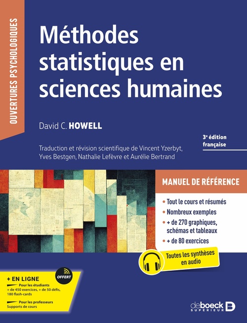 Couverture ebook de Méthodes statistiques en sciences humaines, de David C Howell