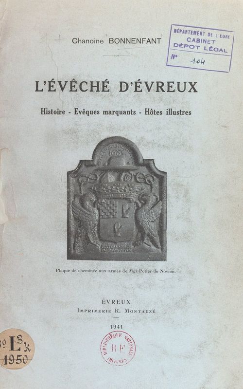 Couverture ebook de L'évêché d'Évreux, de Georges Bonnenfant