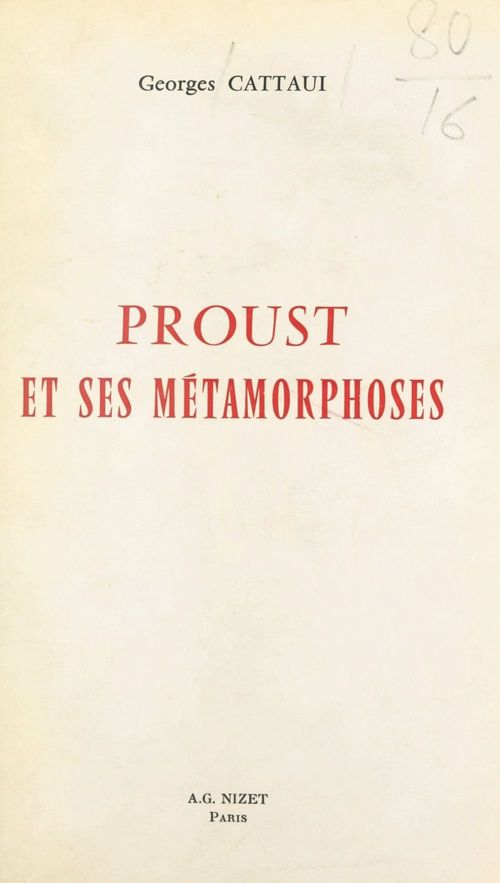 Couverture ebook de Proust et ses métamorphoses, de Georges Cattaui
