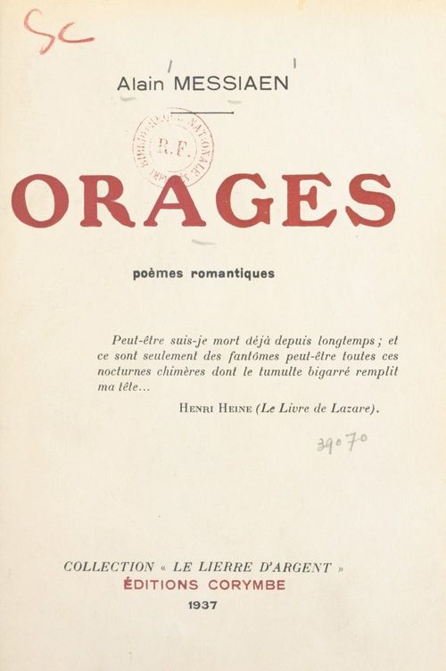 ebook cover of Orages, by Alain Messiaen