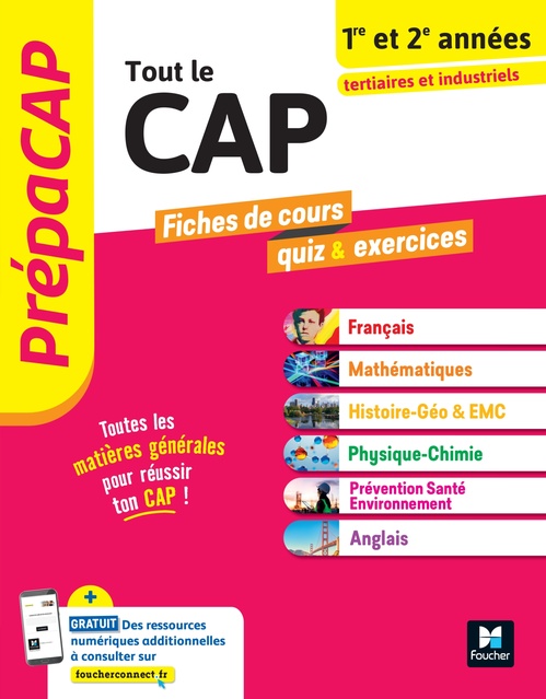 Couverture ebook de PrépaCAP - Toutes les matières générales - Réussir l'examen, de Marc Boulanger, Sylvie Crosnier, Mary Cruçon, Annie Goulvent, Denise Laurent, Frédérique Le Graverend, Pascal Boulangé