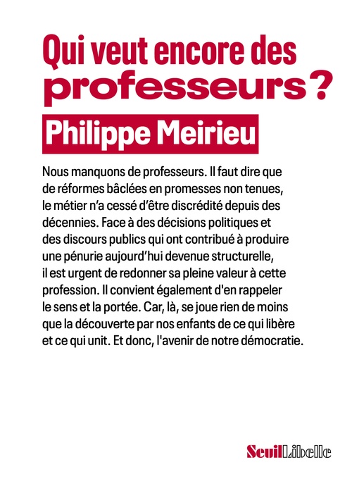 Couverture ebook de Qui veut encore des professeurs ?, de Philippe Meirieu