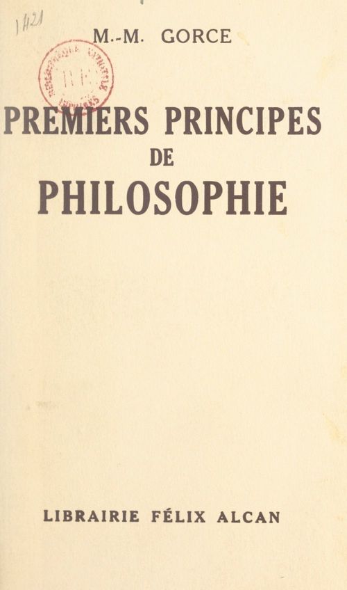 Couverture ebook de Premiers principes de philosophie, de Maxime Gorce