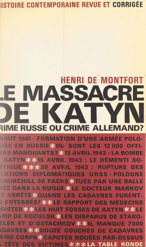 ebook cover of Le massacre de Katyn, by Henri De Monfort