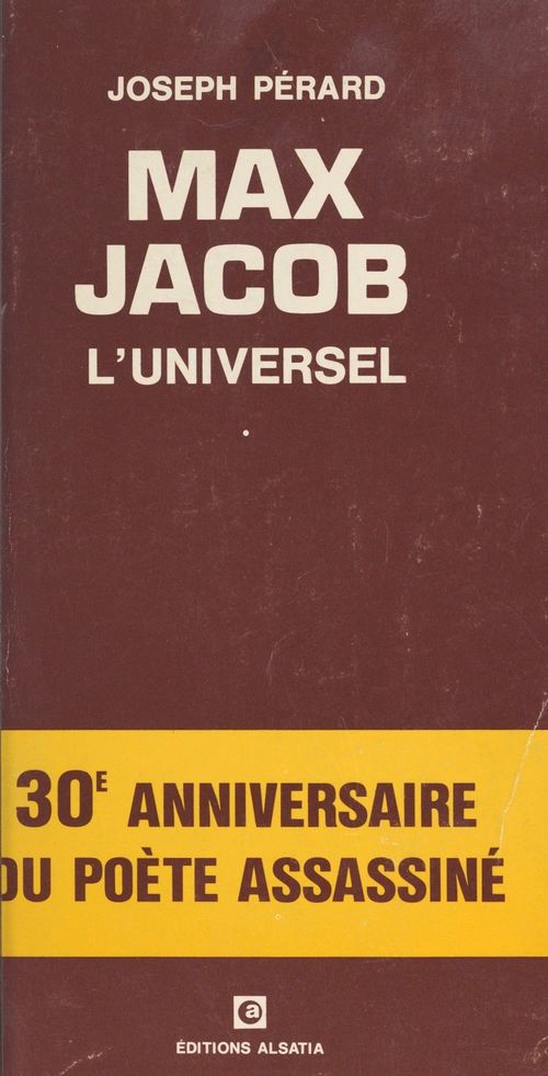 Couverture ebook de Max Jacob l'universel, de Joseph Perard