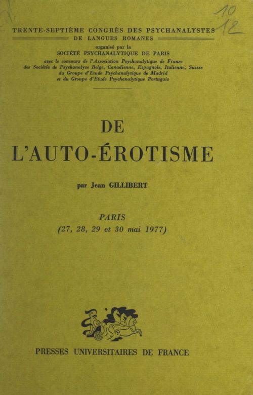 Couverture ebook de De l'auto-érotisme, de Jean Gillibert