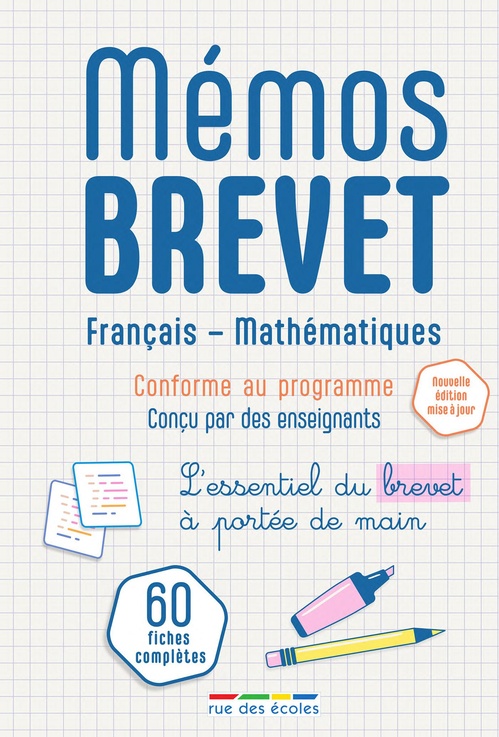 Couverture ebook de Mémos Brevet : Français - Mathématiques, de Collectif