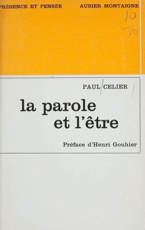 Couverture ebook de La parole et l'être, de Paul Celier
