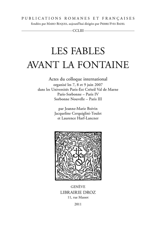 ebook cover of Les Fables avant La Fontaine, by