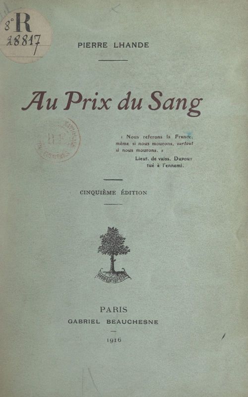Couverture ebook de Au prix du sang, de Pierre Lhande