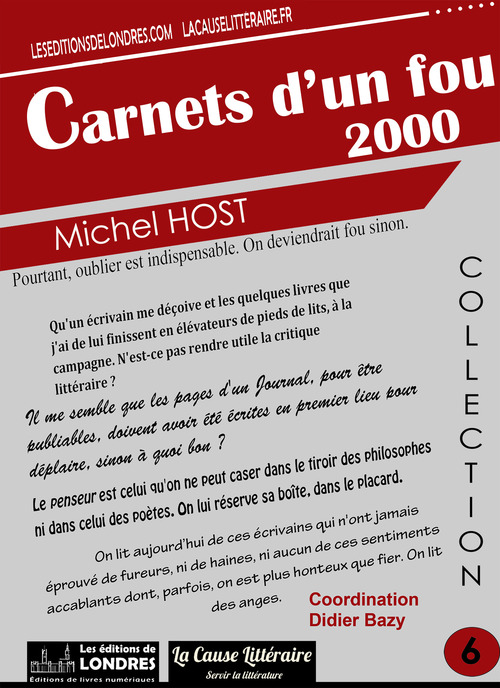 Couverture ebook de Carnets d'un fou 2000, de Michel Host