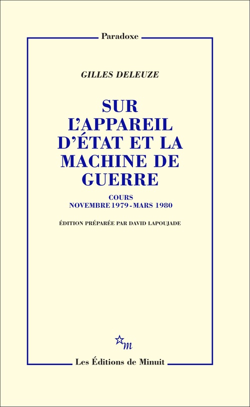 ebook cover of Sur l'appareil d'État et la machine de guerre, by Gilles Deleuze