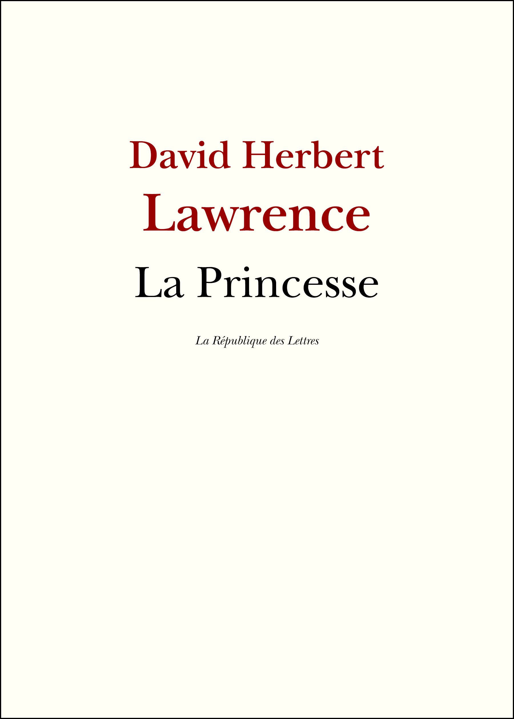 Couverture ebook de La Princesse, de David Herbert Lawrence