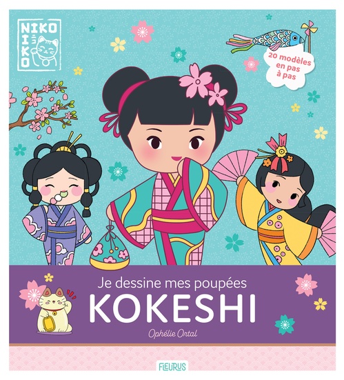 Couverture ebook de Je dessine mes poupées kokeshi, de Ophélie Ortal