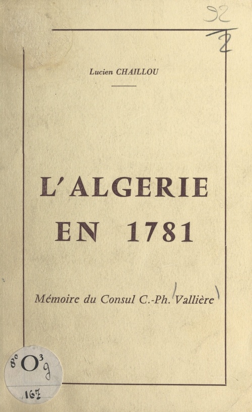 Couverture ebook de L'Algérie en 1781, de Lucien Chaillou