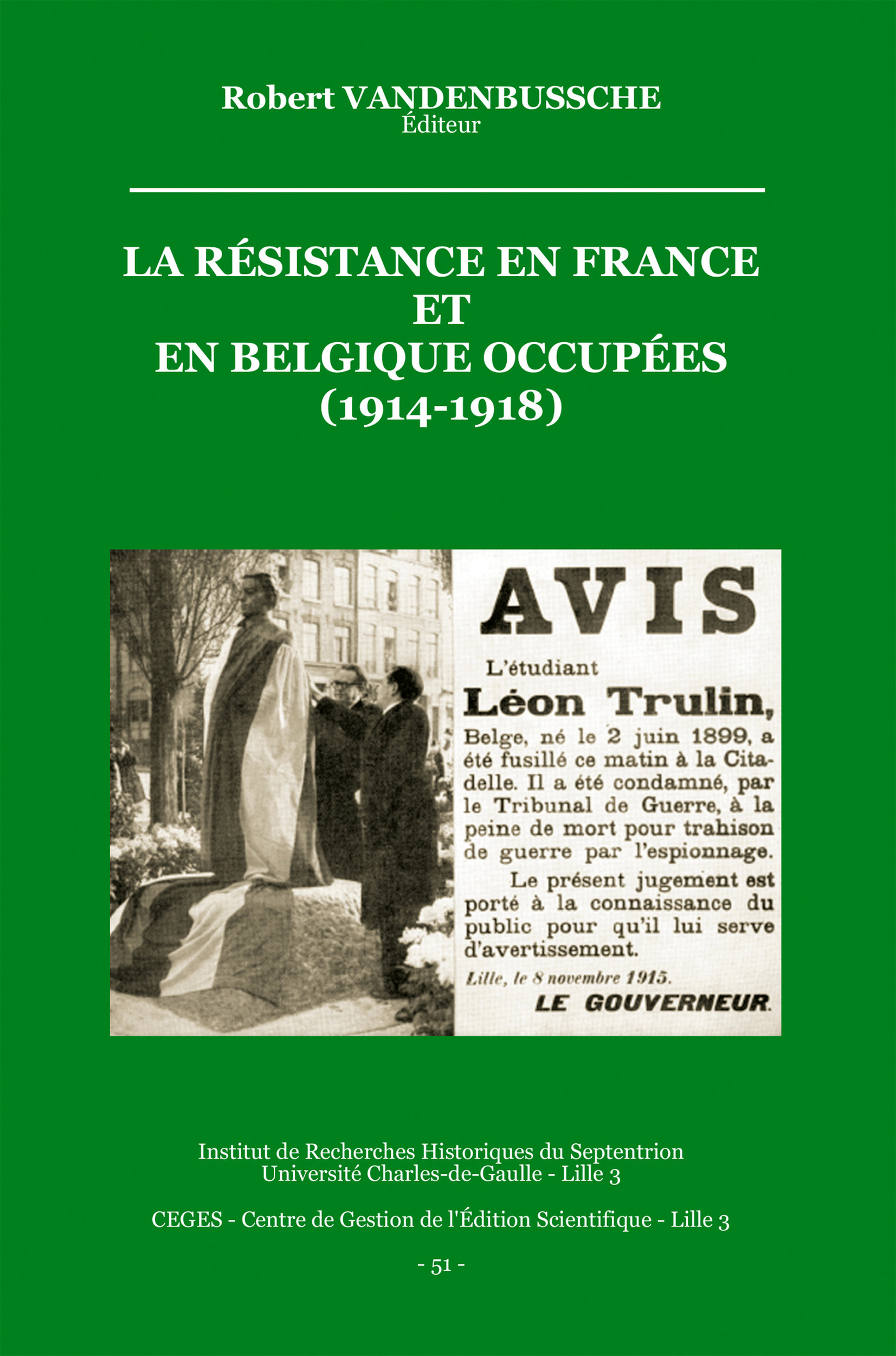 ebook cover of La Résistance en France et en Belgique occupées (1914-1918), by Collectif