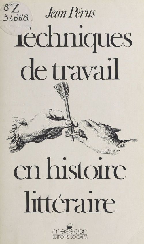 Couverture ebook de Techniques de travail en histoire littéraire, de Jean Perus