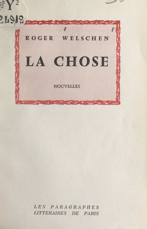 Couverture ebook de La chose, de Roger Welschen