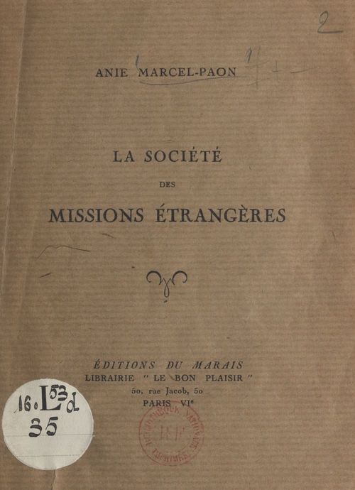 ebook cover of La Société des Missions Étrangères, by Anie Marcel-Paon