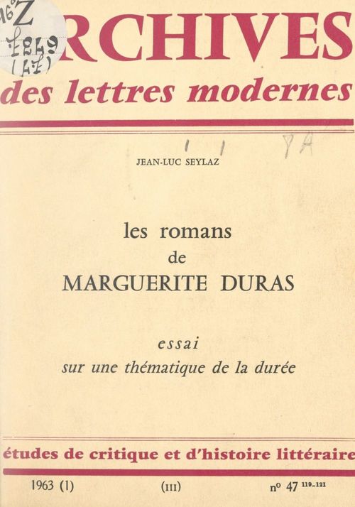 ebook cover of Les romans de Marguerite Duras, by Jean-Luc Seylaz
