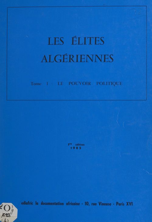 ebook cover of Les élites algériennes (1), by Ediafric