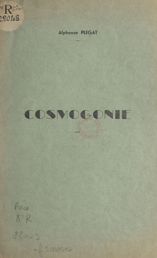 ebook cover of Cosmogonie, by Alphonse Plegat