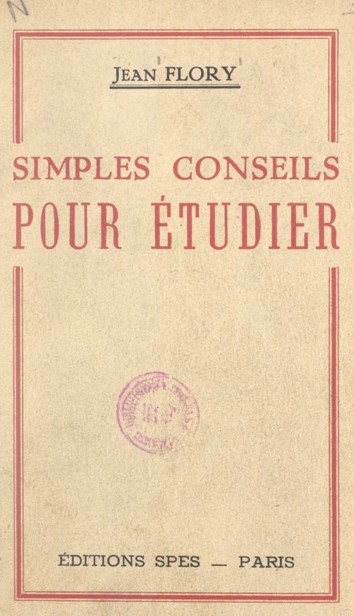 ebook cover of Simples conseils pour étudier, by Jean Flory