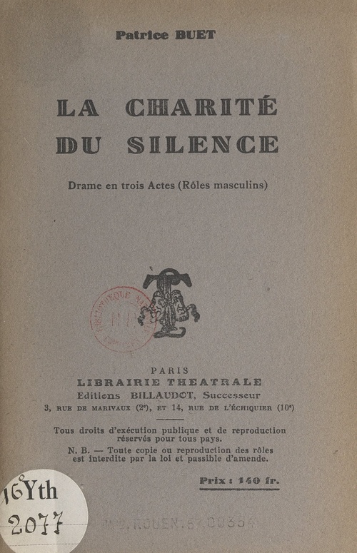 Couverture ebook de La charité du silence, de Patrice Buet