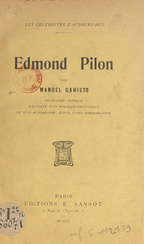 Couverture ebook de Edmond Pilon, de Manoel Gahisto