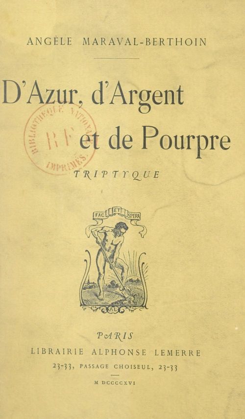 Couverture ebook de D'azur, d'argent et de pourpre, de Angele Maraval-Berthoin
