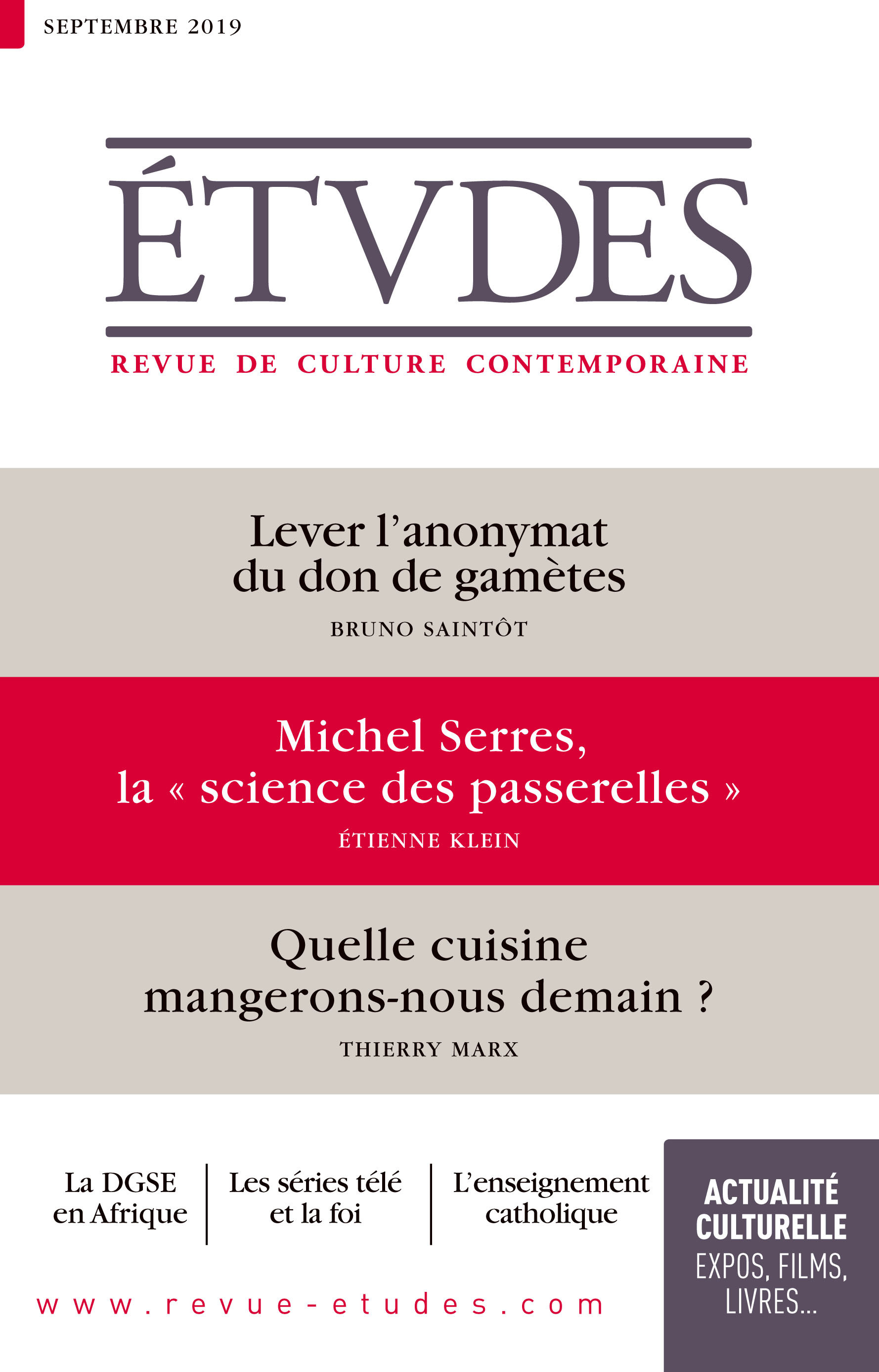 Couverture ebook de Revue Etudes - Lever l'anonymat du don de gamètes, de Revue études