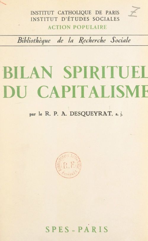 Couverture ebook de Bilan spirituel du capitalisme, de Andre Desqueyrat