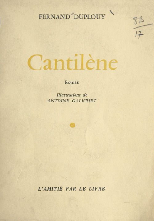 ebook cover of Cantilène, by Fernand Duplouy