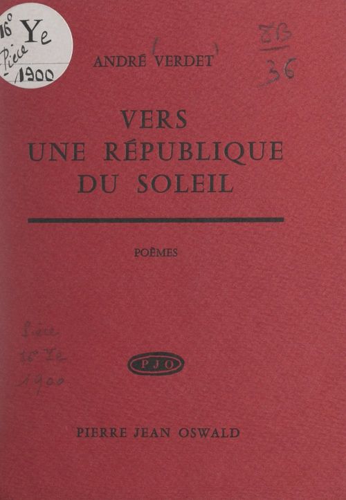 ebook cover of Vers une République du soleil, by Andre Verdet
