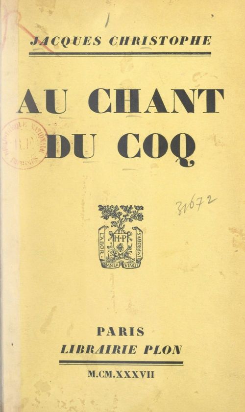Couverture ebook de Au chant du coq, de Jacques Christophe
