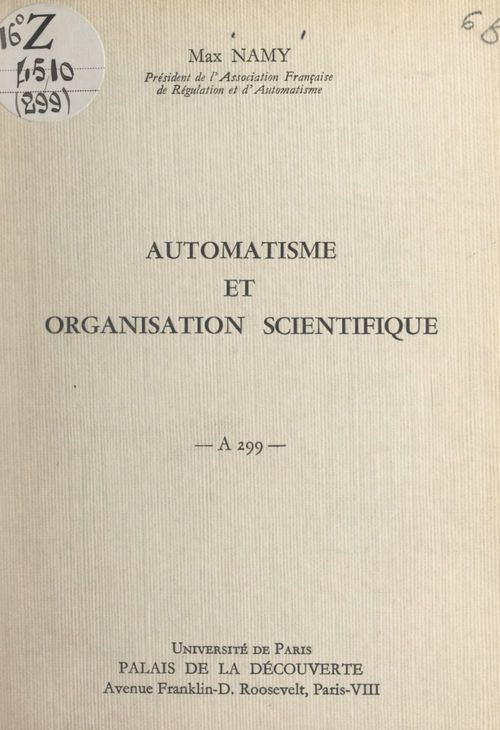 ebook cover of Automatisme et organisation scientifique, by Max Namy