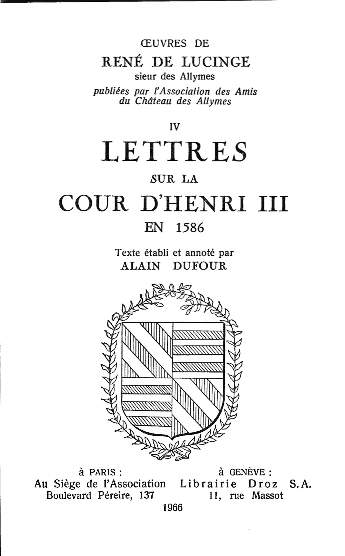 Couverture ebook de Lettres sur la cour d´Henri III en 1586, de Rene De Lucinge