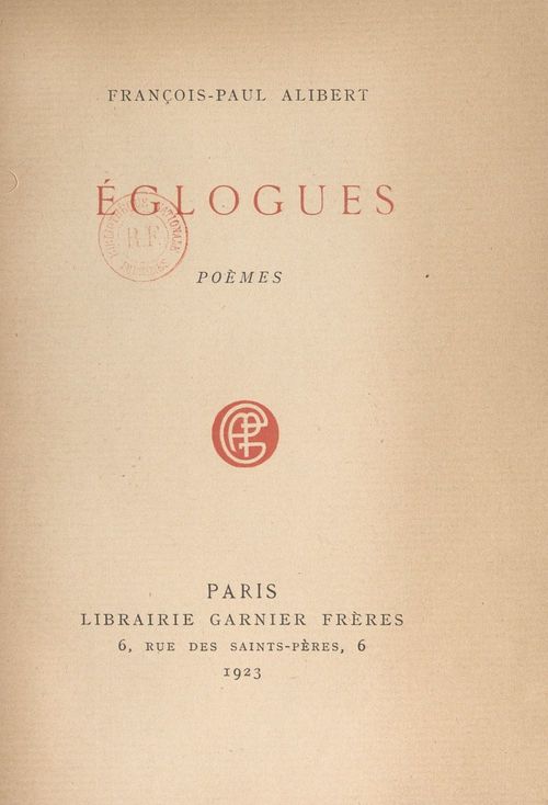 Couverture ebook de Églogues, de Francois-Paul Alibert