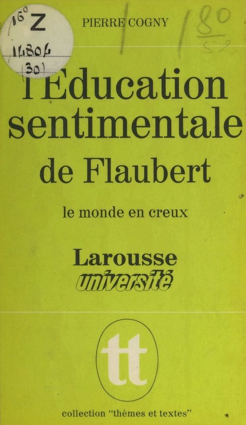 Couverture ebook de L'éducation sentimentale, de Flaubert, de Pierre Cogny