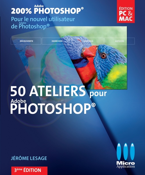 Couverture ebook de 50 ateliers pour Photoshop - 3ème édition, de Jérôme Lesage