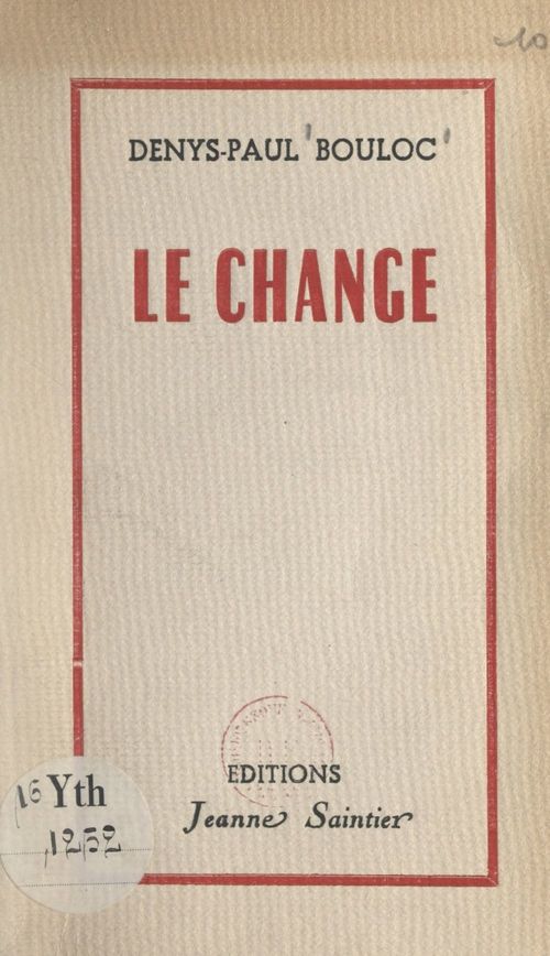 ebook cover of Le change, by Denys-Paul Bouloc