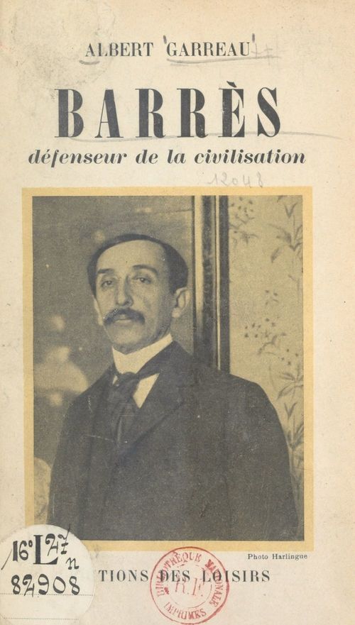 Couverture ebook de Barrès, défenseur de la civilisation, de Albert Garreau