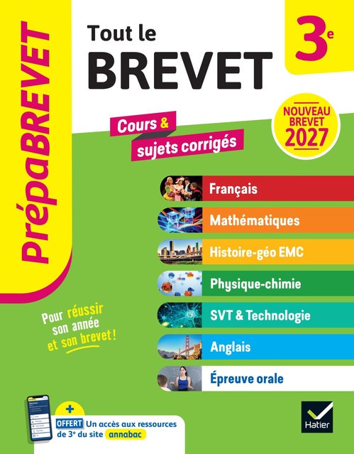 Couverture ebook de Prépabrevet - Tout le brevet 2027 - 3e (toutes les matières), de Jeanne-France Bignaux, Guillaume d'Hoop, Fabien Madoz-Bonnot, Emmanuelle Michaud, Nicolas Nicaise, Laure Pequignot-Grand