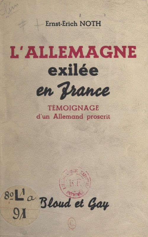 ebook cover of L'Allemagne exilée en France, by Ernst-Erich Noth
