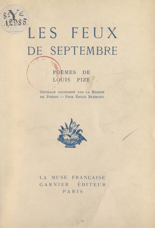 Couverture ebook de Les feux de septembre, de Louis Pize