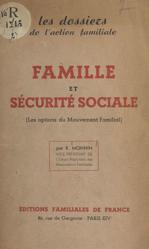 ebook cover of Famille et Sécurité sociale, by R. Monnin