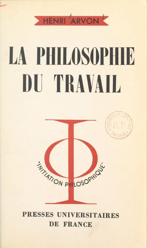 Couverture ebook de La philosophie du travail, de Henri Arvon