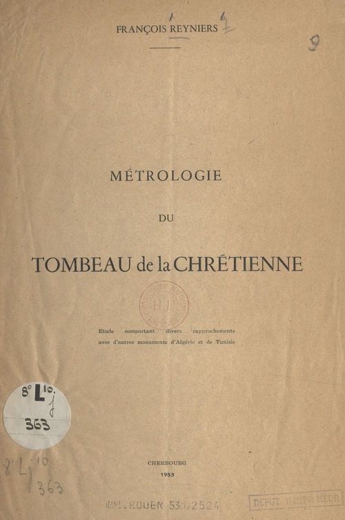 Couverture ebook de Métrologie du tombeau de la chrétienne, de Francois Reyniers