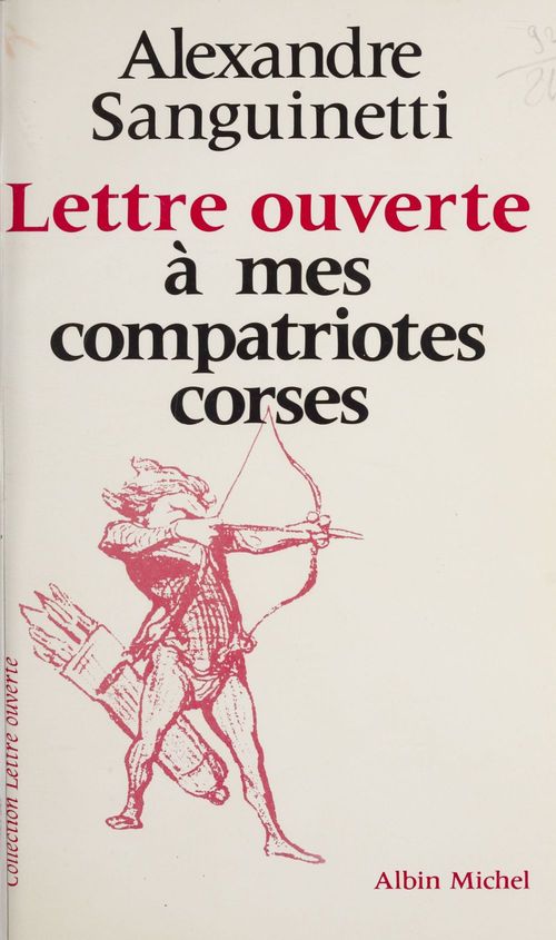 Couverture ebook de Lettre ouverte à mes compatriotes corses, de Alexandre Sanguinetti