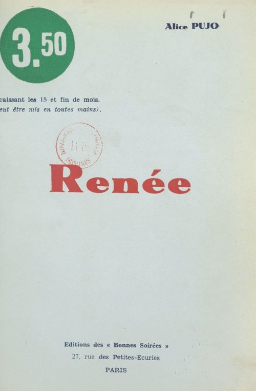ebook cover of Renée, by Alice Pujo